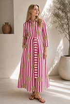 The Blush Palm Shirt Dress