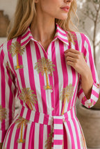 The Blush Palm Shirt Dress