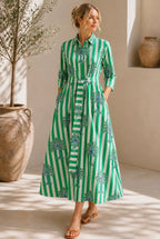 Emerald Palm Shirt Dress